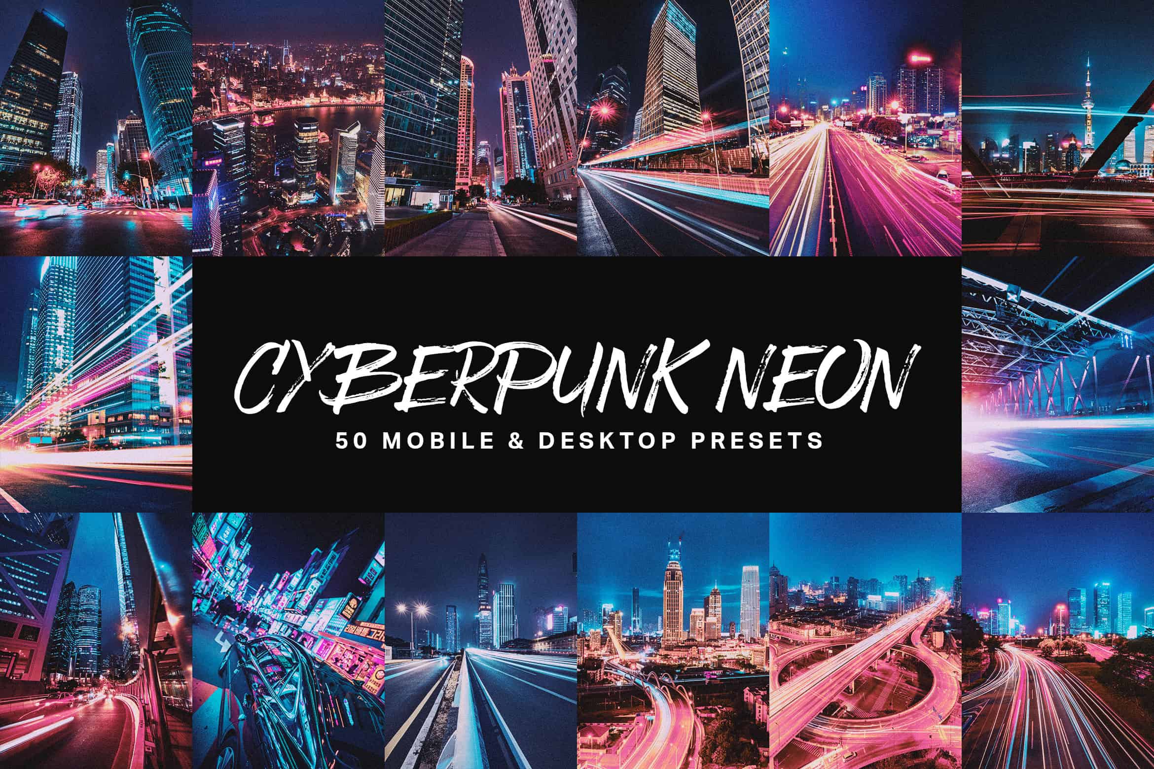 50 Cyberpunk Neon Lightroom Presets and LUTs