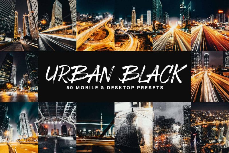 50 Urban Black Lightroom Presets and LUTs