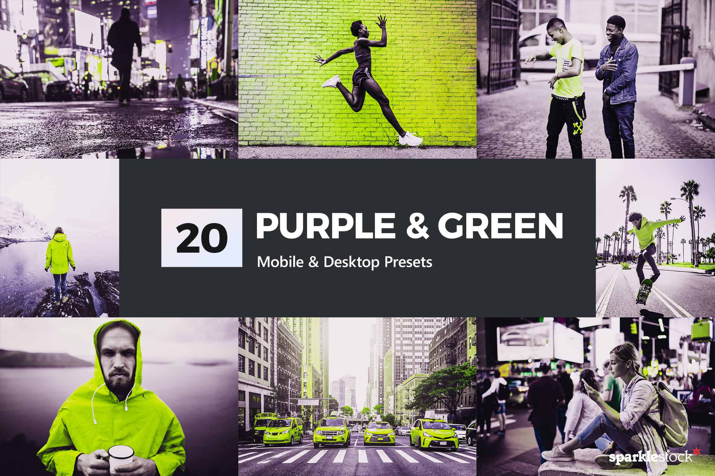 20 Purple & Green Lightroom Presets and LUTs
