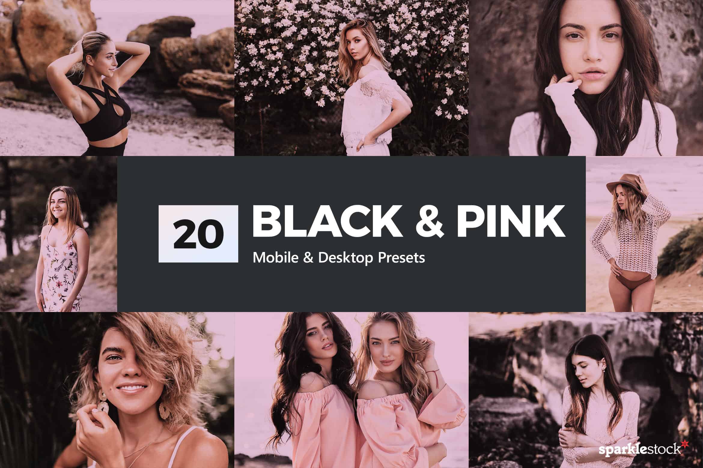 20 Black & Pink Lightroom Presets and LUTs