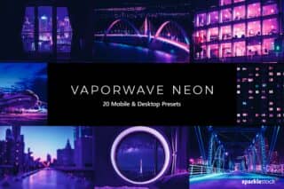20 Vaporwave Neon Lightroom Presets and LUTs