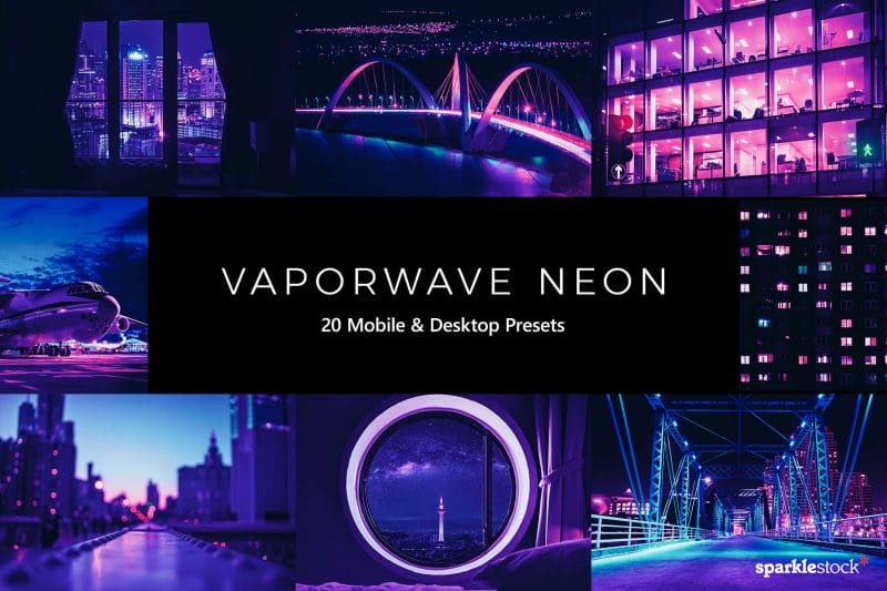20 Vaporwave Neon Lightroom Presets and LUTs