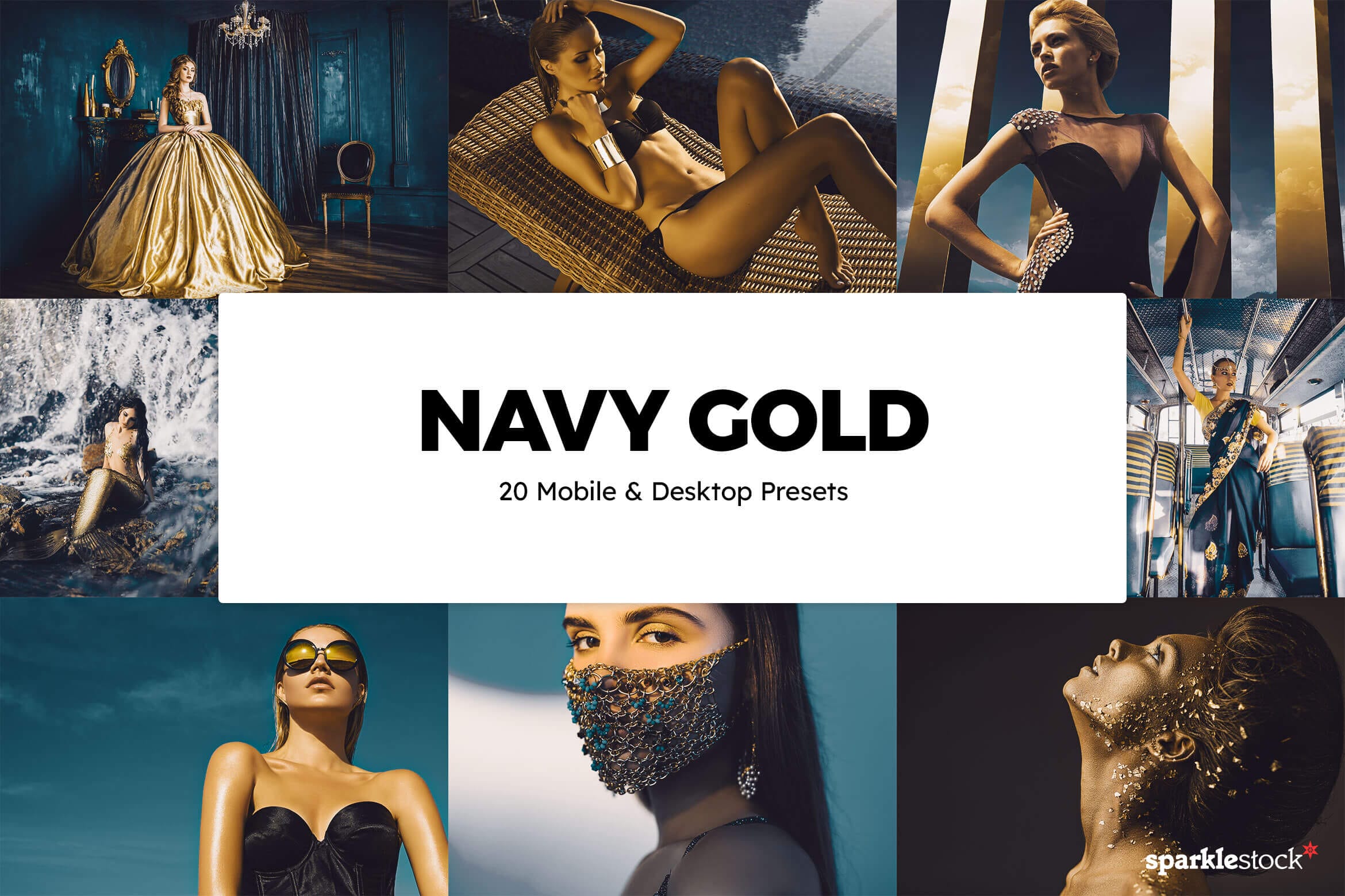 20 Navy Gold Lightroom Presets and LUTs