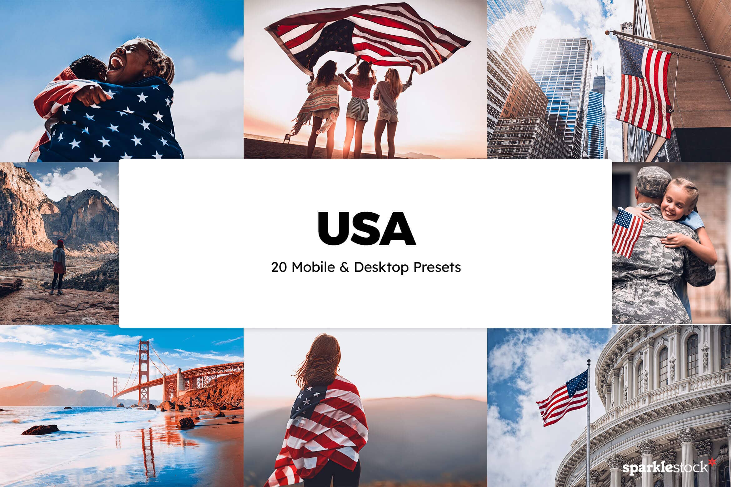 20 USA Lightroom Presets and LUTs