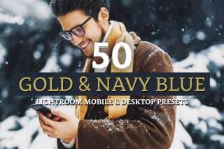 50 Gold & Navy Blue Lightroom Presets and LUTs