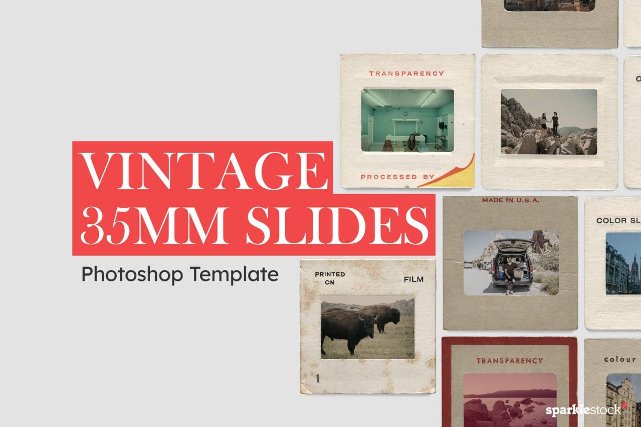 Vintage 35mm Slide Photoshop Template