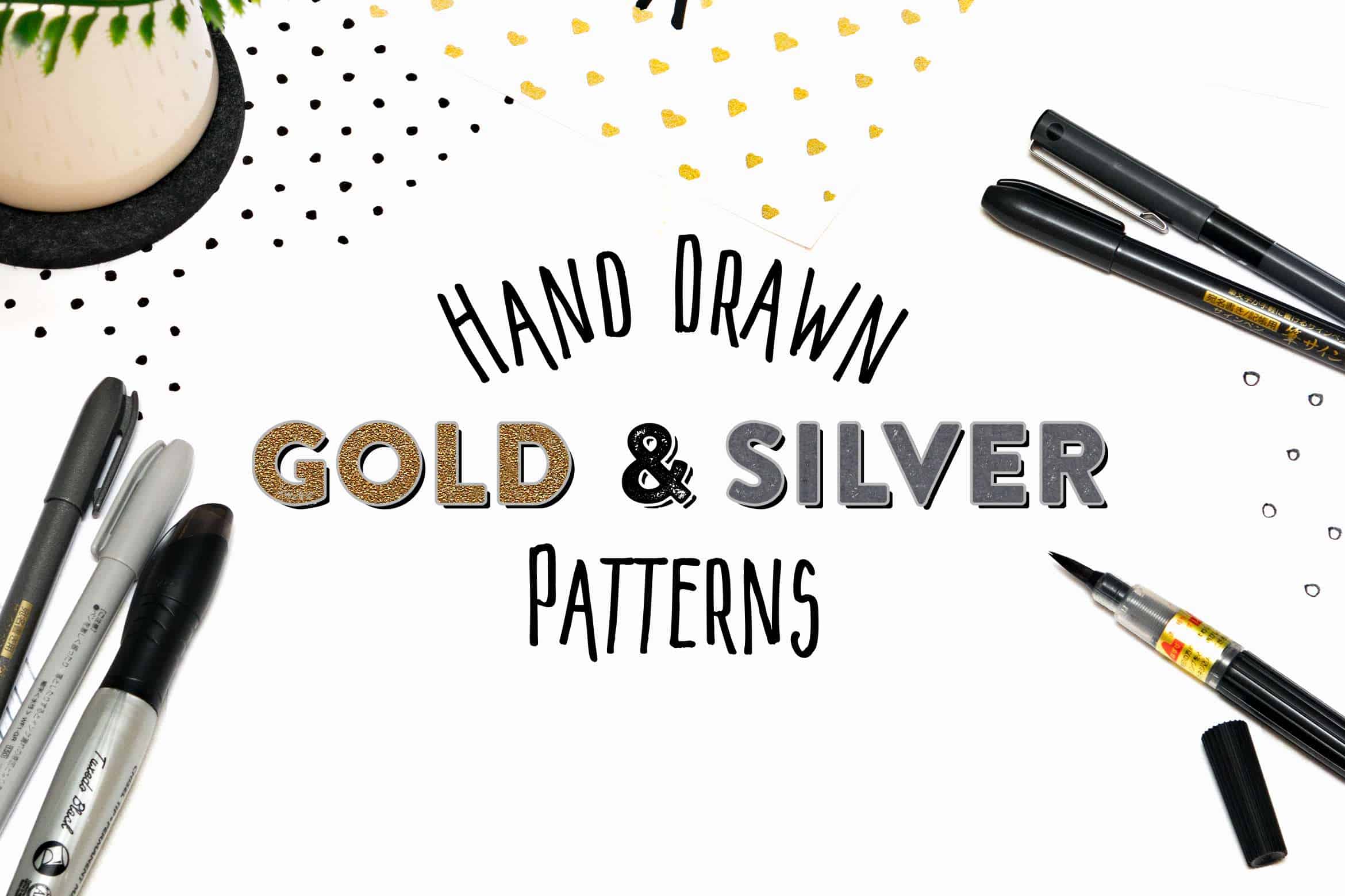 15 Hand Drawn Gold & Silver Patterns