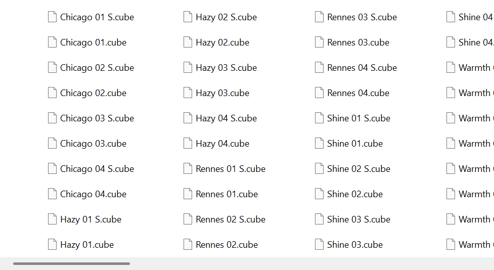 *.cube LUTs copied to folder