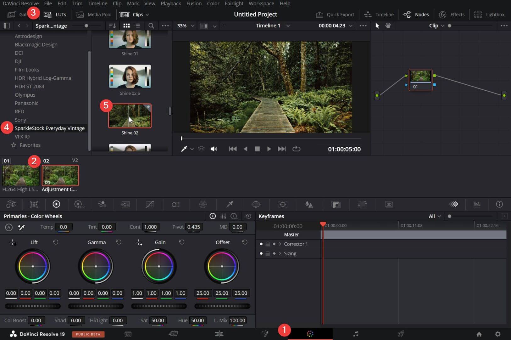 Applying a LUT to an adjustment clip.